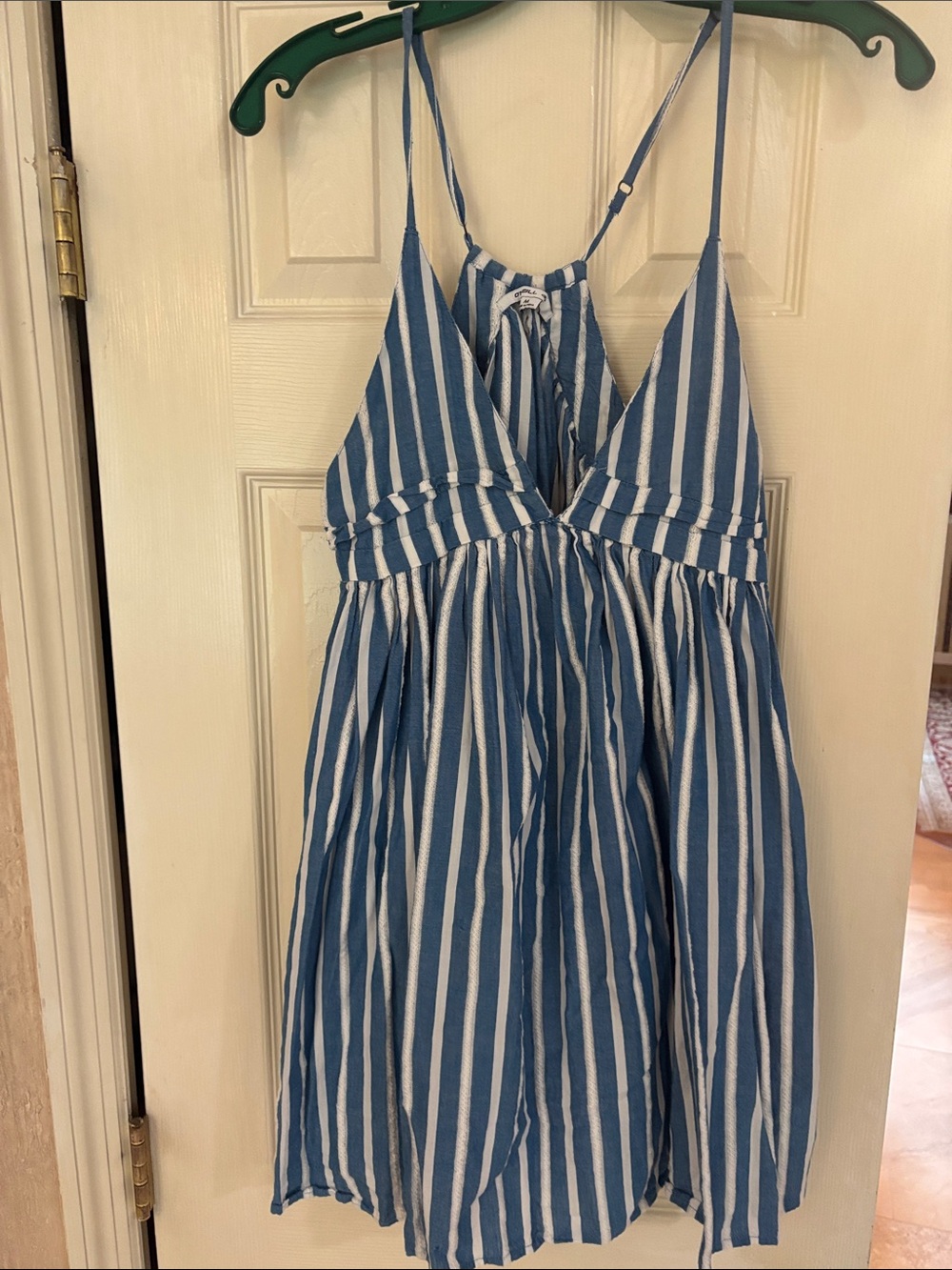 O'Neill Blue and White Striped Spaghetti Strap Dress